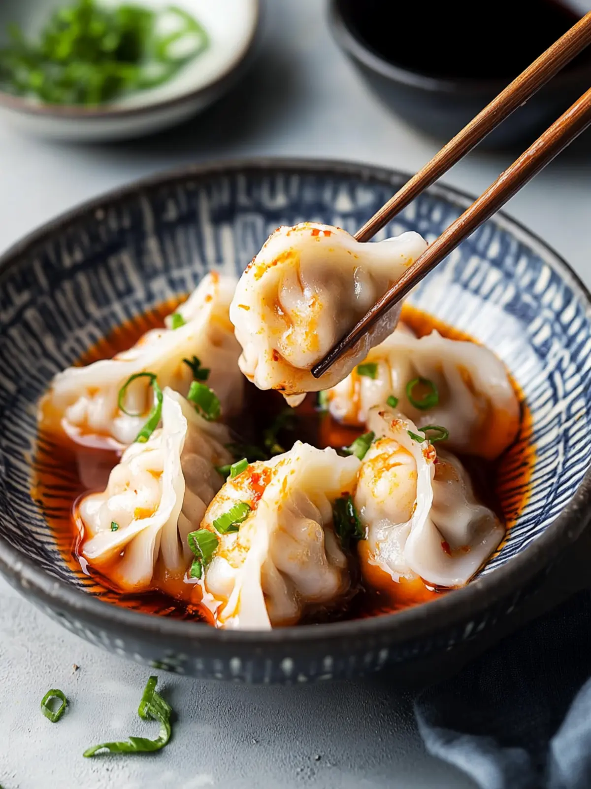 Savory Prawn Dumplings in Red Oil You Can't Resist 3 Prawn Dumplings in Red Oil