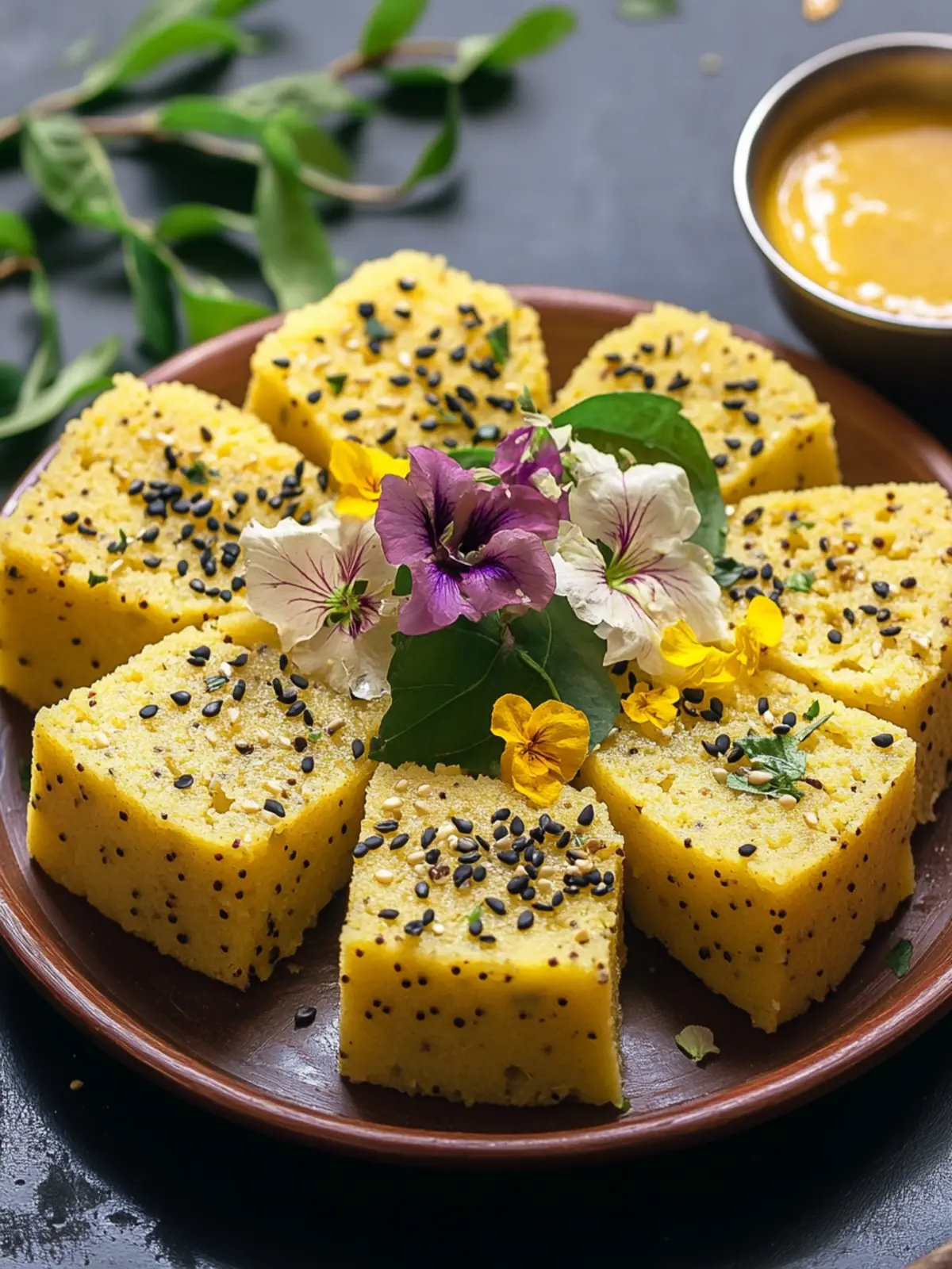 Fluffy Indian Dhokla - A Guilt-Free Savory Delight! 2 Indian Dhokla (Savoury steamed cake)