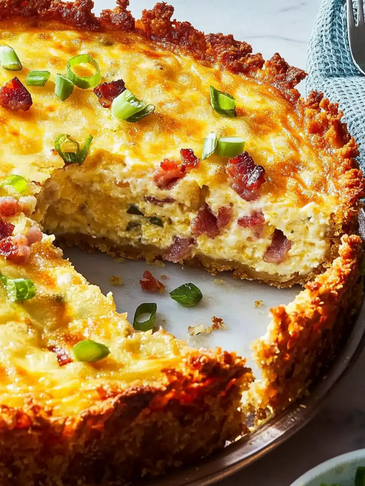 Crispy Hash Brown-Crusted Bacon & Cheddar Quiche Bliss 4 Crispy Hash Brown-Crusted Bacon & Cheddar Quiche