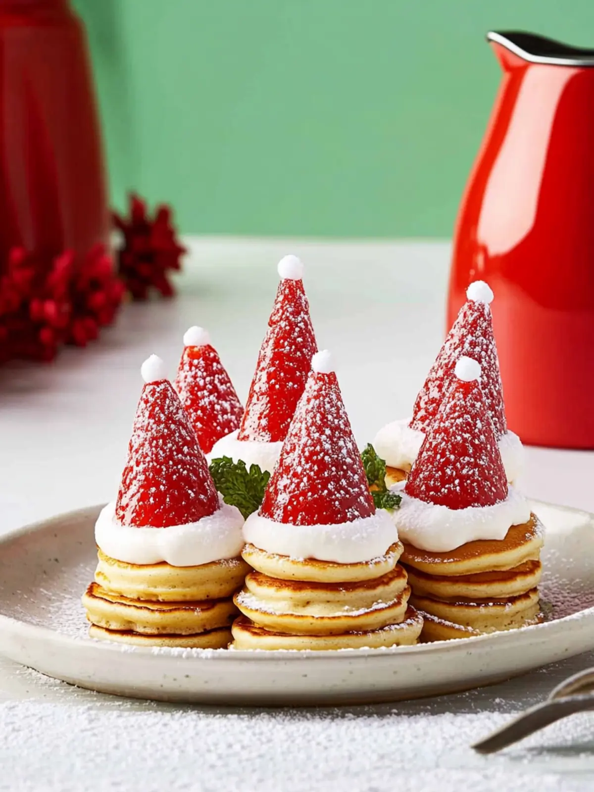 Merry Morning with Santa Hat Pancakes: A Festive Delight 2 Santa Hat Pancakes