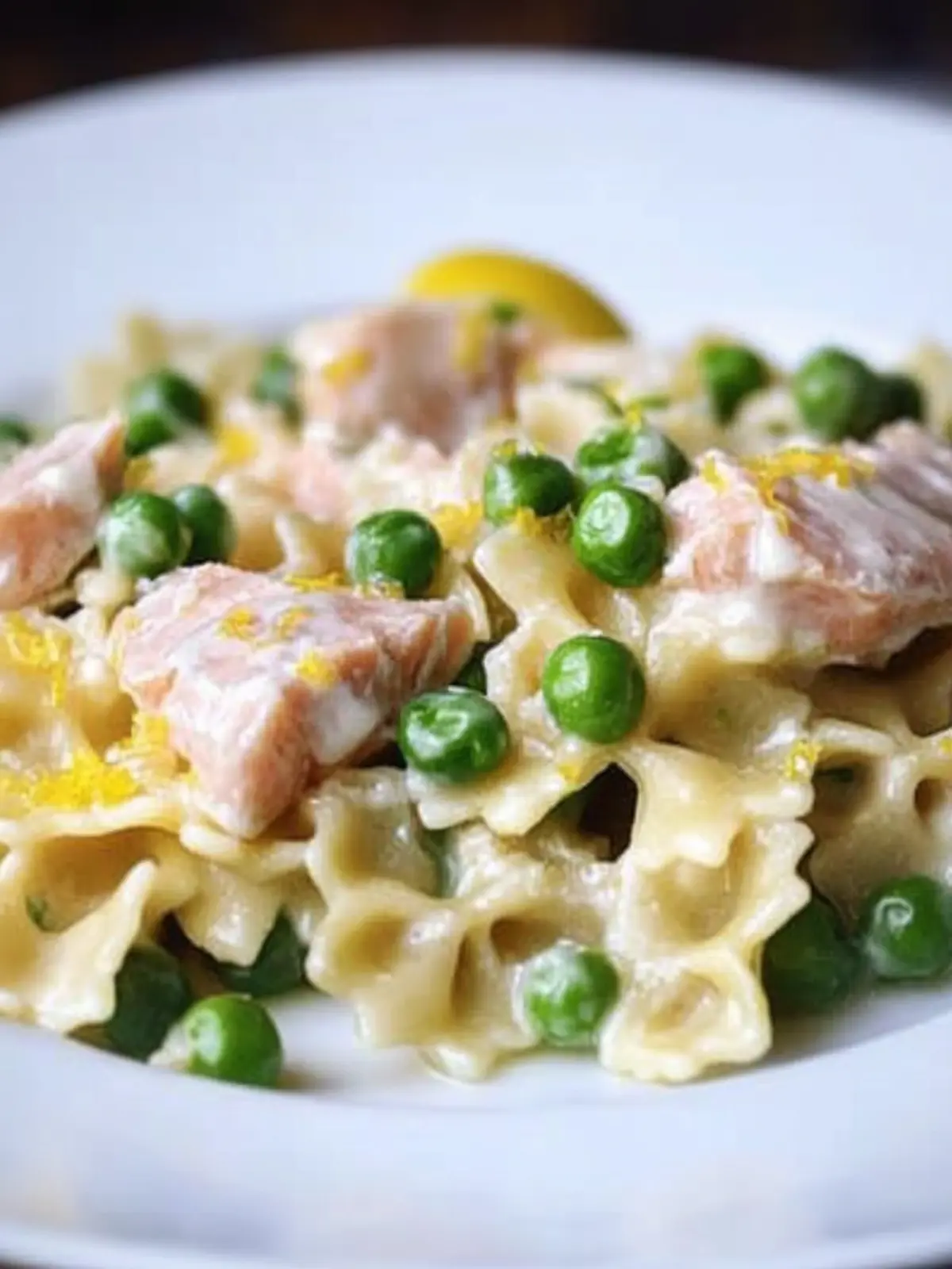 Creamy Farfalle with Salmon, Lemon, and Peas in 30 Minutes 3 Farfalle with Salmon, Lemon, and Peas