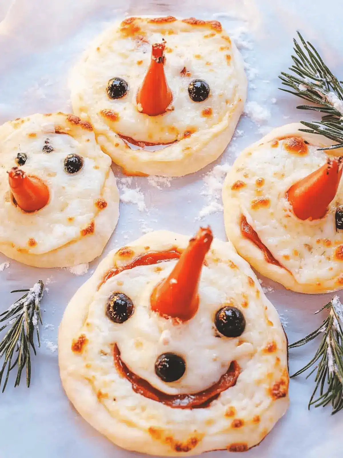 How To Make Savory Mini Snowman Pizzas For the Holidays Fun 4 How To Make Savory Mini Snowman Pizzas For the Holidays