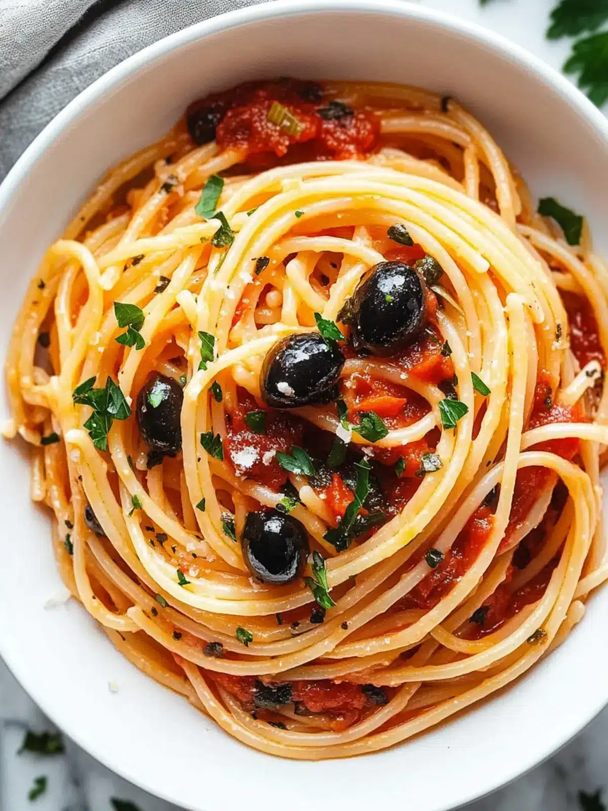 Spaghetti with Bold, Tangy Puttanesca Sauce in Just 20 Minutes 3 Spaghetti with Bold, Tangy Puttanesca Sauce