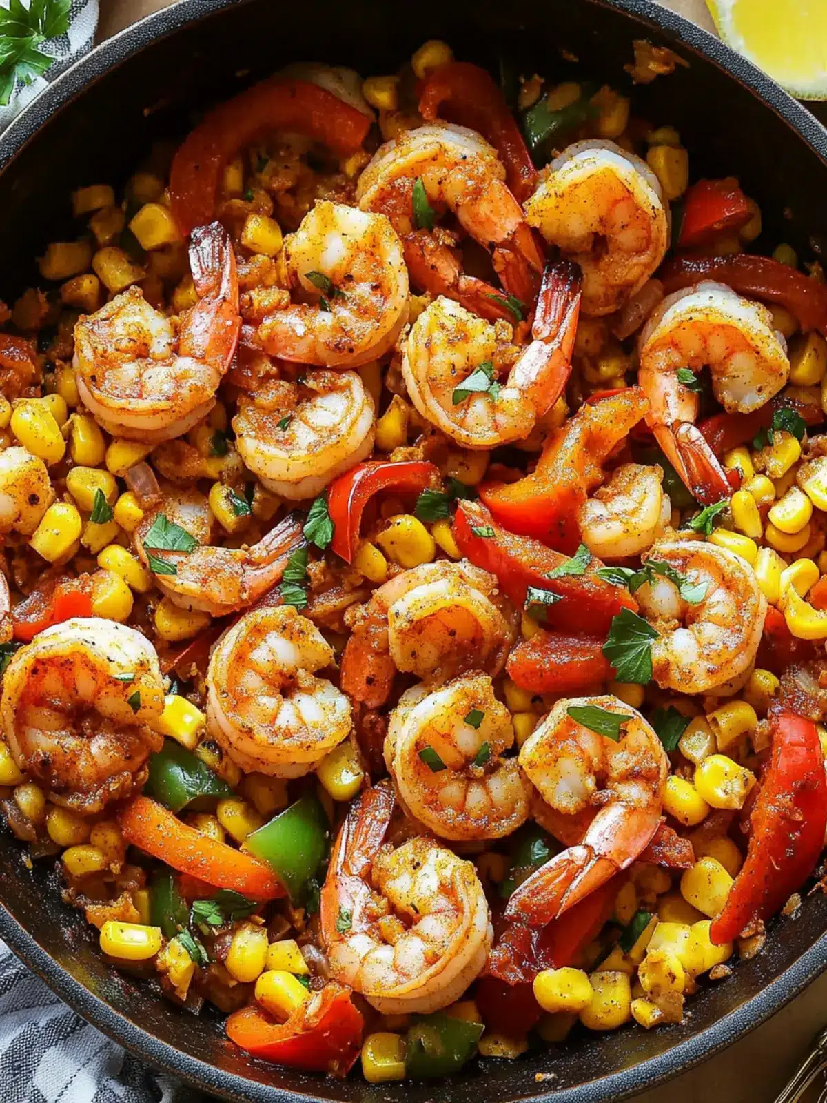 Spicy Cajun Shrimp with Bell Peppers & Corn Ready in 30 Minutes 4 Cajun Shrimp with Bell Peppers & Corn