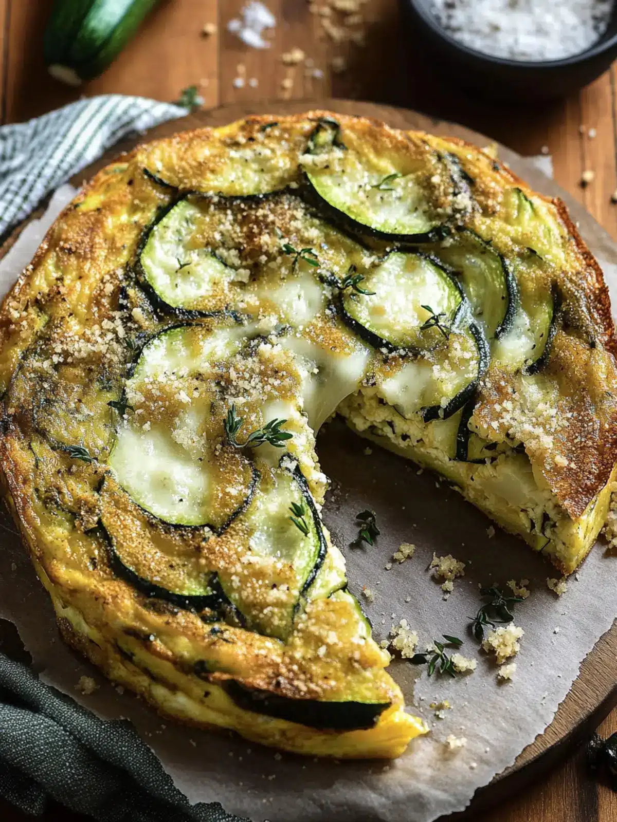 Golden Zucchini Frittata with Provolone & Crunchy Perfection 2 Golden Zucchini Frittata with Melted Provolone & Crispy Breadcrumbs
