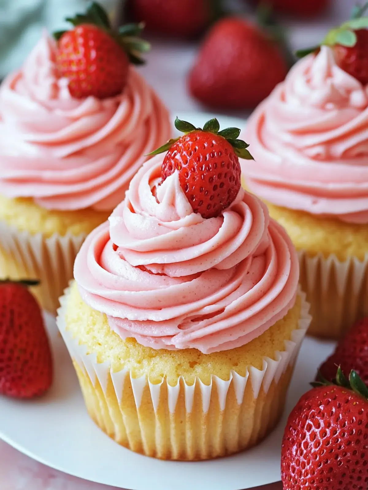 Fluffy Vanilla Cupcakes with Strawberry Buttercream Magic 3 Fluffy Vanilla Cupcakes with Strawberry Buttercream Bliss