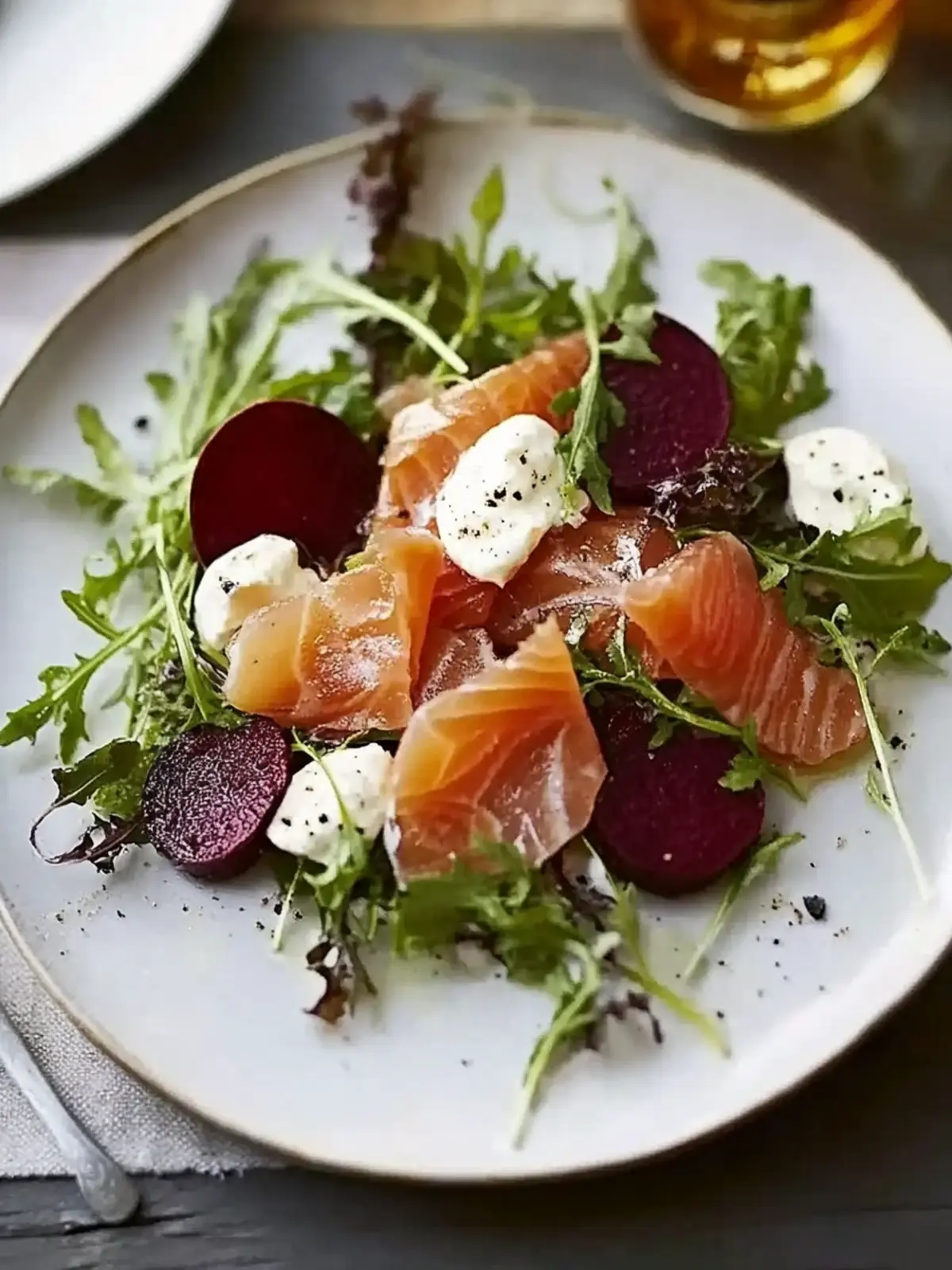 Smoked Salmon with Horseradish Crème Fraîche & Beetroot Delight 4 Smoked salmon with horseradish crème fraîche & beetroot