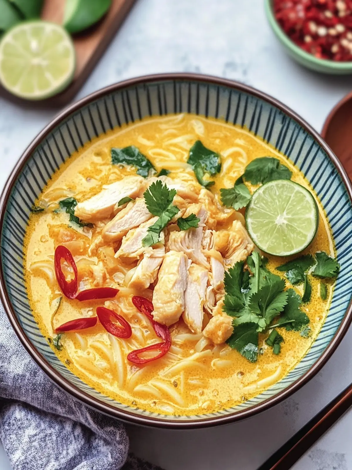 Delicious Burmese Ohn No Khao Swe - Comfort in Every Bowl 4 Burmese Ohn No Khao Swe (Coconut Chicken Noodle Soup)