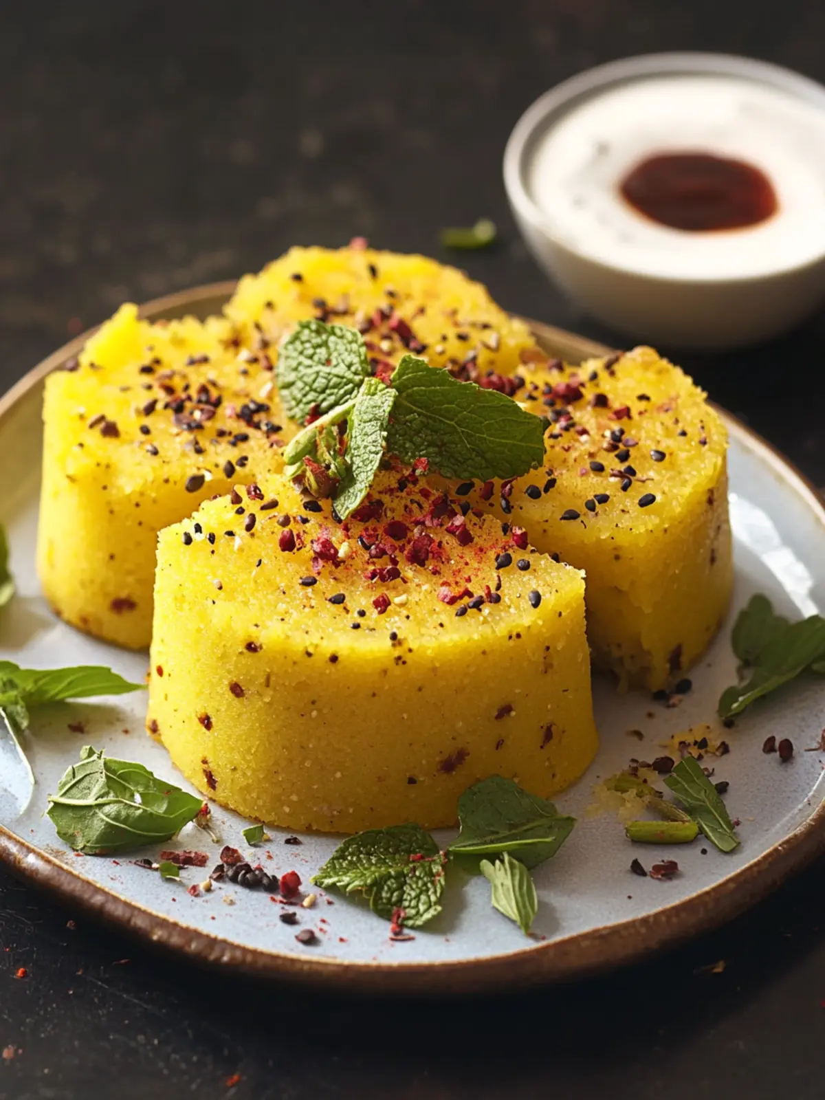 Fluffy Indian Dhokla - A Guilt-Free Savory Delight! 3 Indian Dhokla (Savoury steamed cake)